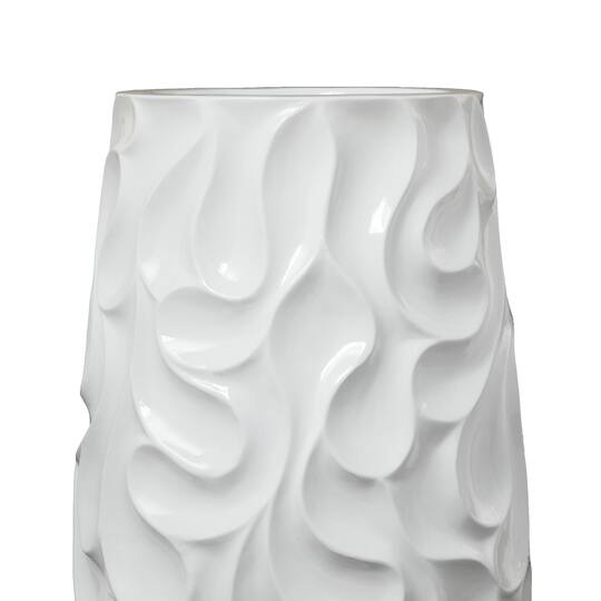 24" White Wave Textured Vase